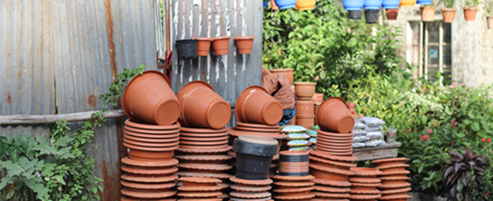 Selection of containers for gardening