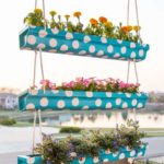 painted hanging gutter garden