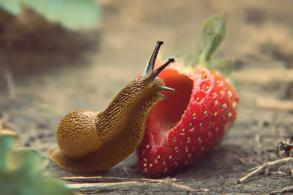 Slugs are your strawberry garden's biggest enemy. 